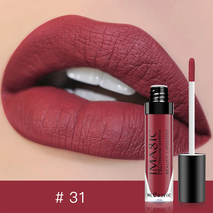 IMAGIC Lip Gloss Makeup Long Lasting Waterproof Lipstick Velvet Non-stick Cup 28 Colors Lip Tint Matte Sexy Red Liquid Lip Stick