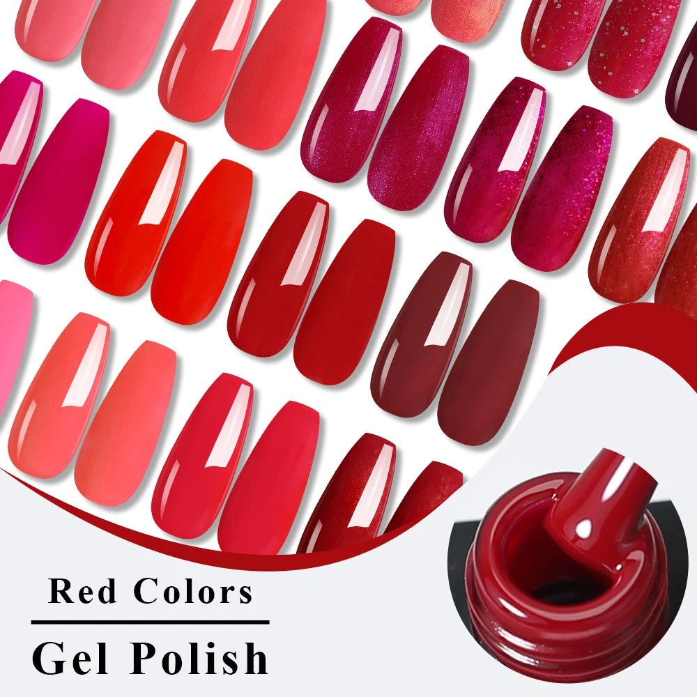 NAILCO Red Colors Series 15ML Nail Gel Polish Nail Supplies Semi Permanent For Nail Art Manicure Soak Off LED UV Hybrid Varnish