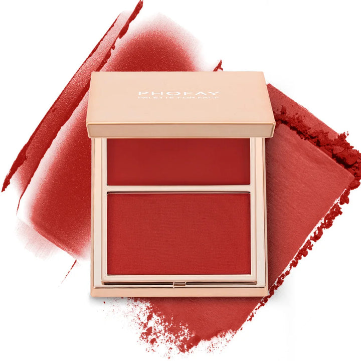 Two-tone Natural Matte Cream Blush Shimmer Contour Blusher Blush Powder Longlasting Waterproof Face Blusher Chinese Cosmetics