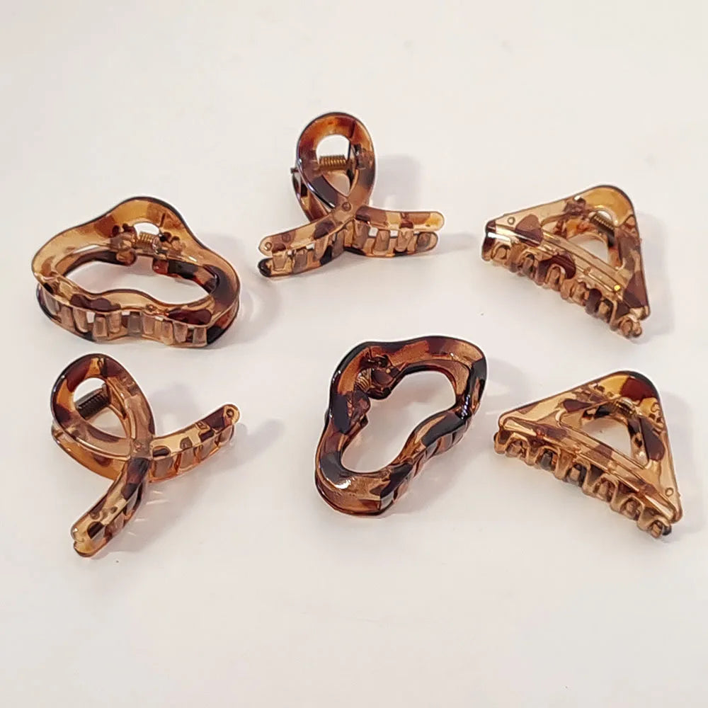 4PC Set European & American Style Leopard Print Small HairClaw Clips for Women Girls Retro Hair Accessories Headwear