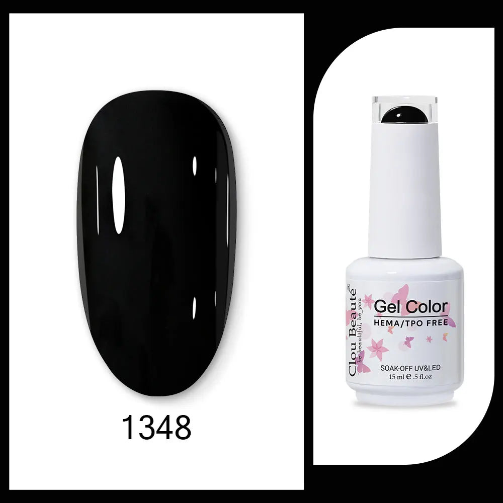 Clou Beaute 15ml Red Black White Green Neon Gel Nail Polish Base Top Coat Velvet Top 400 Colors Semi Permanent Gel Nail Varnish