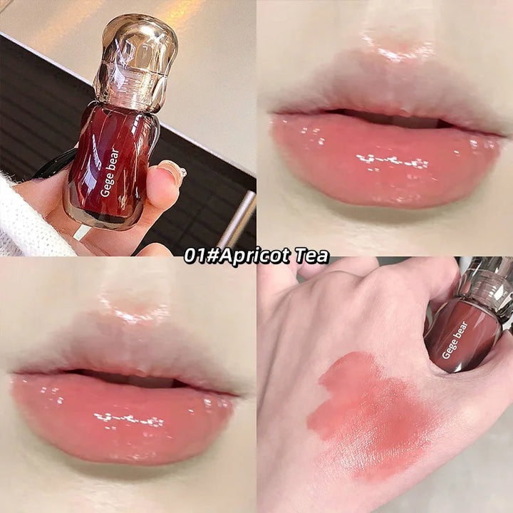 Gege Bear Crystal Gloss Lip Tint — Autumn/Winter Hydrating Formula, Mirror-Gloss Finish, Youthful Plumping Effect
