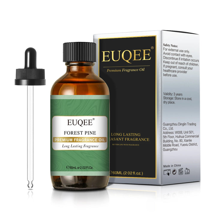 EUQEE 60ml Men's Fragrance Oils with Glass Dropper Leather Dragons Blood Forest Pine Chocolate Aroma Oils For Car Diffusion