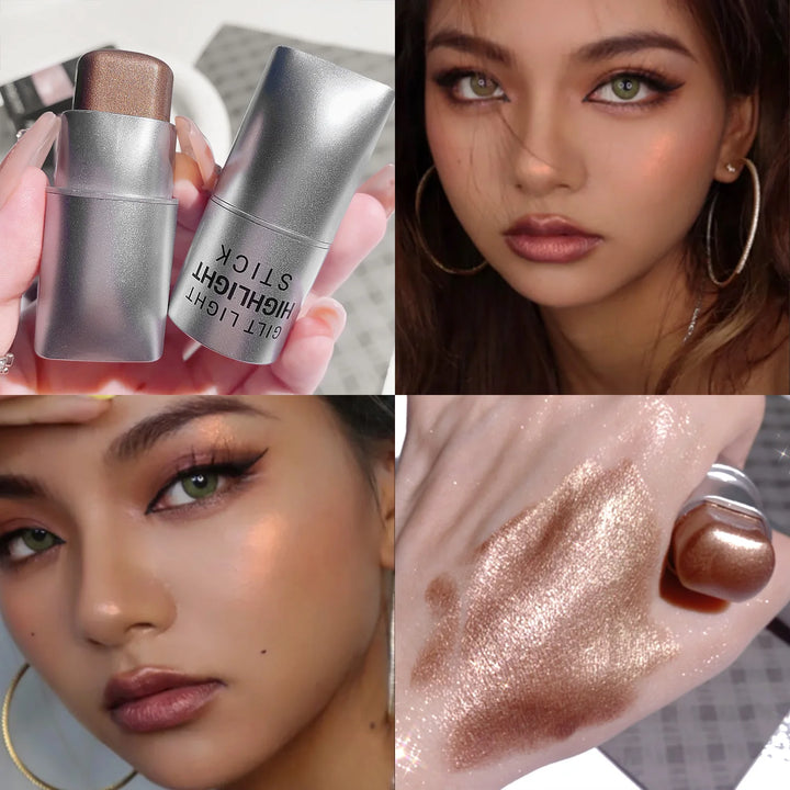 Clear highlighter stick, pearlescent fine shimmer, facial watery skin, natural contouring, brightening light and shadow highligh