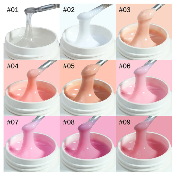 FZANEST HEMA FREE No Heat Nude Pink Builder Nail Gel Painless Hard Gel 9 Colors Sculpting Overlay UV Led Strengthener Extensions