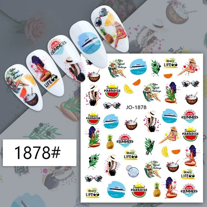 Nail Art Stickers Woman Girl Sexy Sticker Body Press on Nail Slider Black White Decal Decoration Nail Design Accessories Wraps