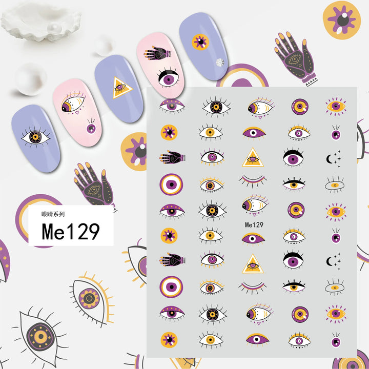 Nail Art Stickers Water Decals Eyes Stripe Nail Art Decorations for Manicure Accessories Press on Nails Foil Stickers and Decals