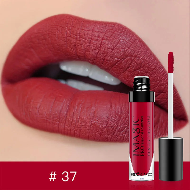 IMAGIC Lip Gloss Makeup Long Lasting Waterproof Lipstick Velvet Non-stick Cup 28 Colors Lip Tint Matte Sexy Red Liquid Lip Stick