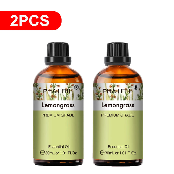 PHATOIL 2PCS Natural Essential Oils Set 30ml Bergamot Lemon Ylang Ylang Lavender Jasmine Vanilla Eucalyptus Aroma Essential Oils