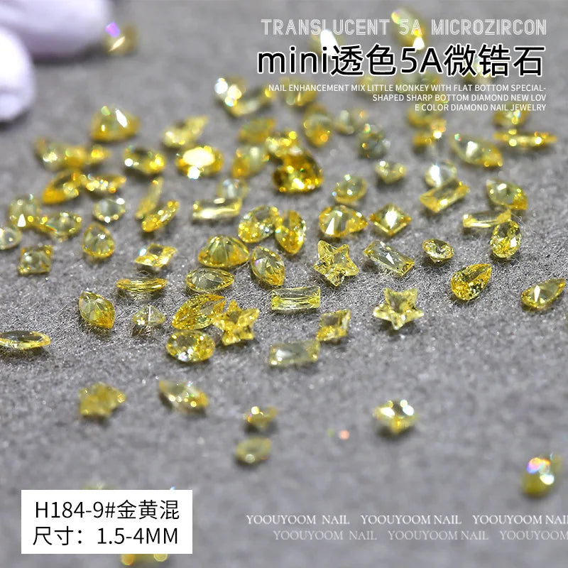 50PCS Sparkle Mini 5A Zircon Translucent Glitter Sharp Diamonds Crystal Nail Art Rhinestones Jewel Decorations Manicure Charms