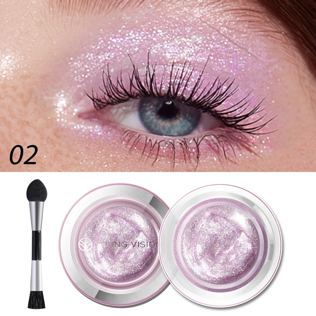 1pcs Highlighter Liquid Eye Shadow, Waterproof, Non-Greasy, Long-Lasting Highlight & Smoky Eye Shadow with Makeup Brush