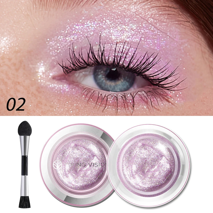 1pcs Highlighter Liquid Eye Shadow, Waterproof, Non-Greasy, Long-Lasting Highlight & Smoky Eye Shadow with Makeup Brush