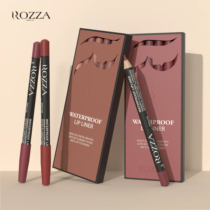 Rozza Waterproof Lip Liner Pencil Set, Weightless Precise Liner with Super Soft Blendable Texture Matte Soft