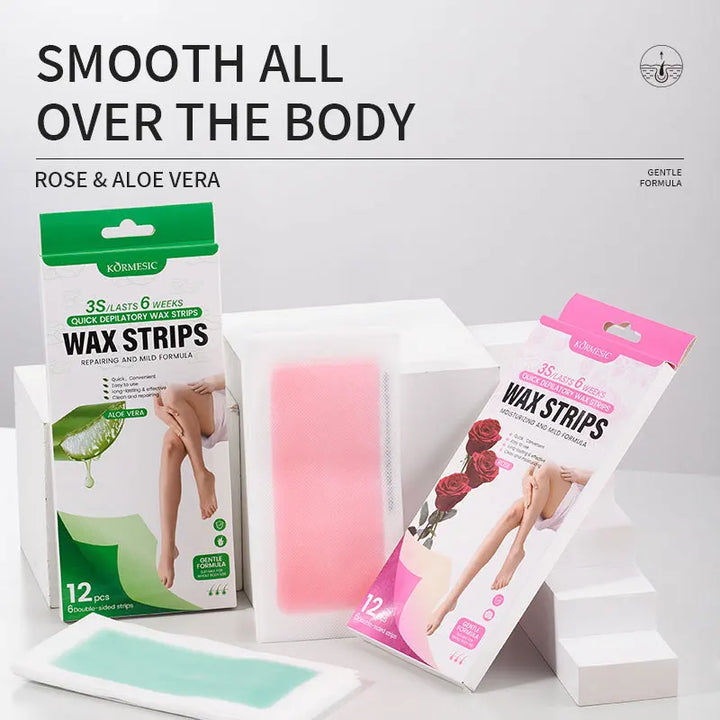 12 tablets/box Professional Hair Removal Wax Strips For Summer Depilation Double Sided Cold Wax Paper For Leg Body Useful