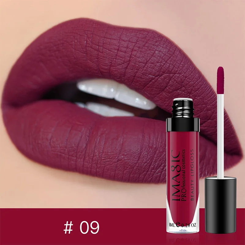 IMAGIC Lip Gloss Makeup Long Lasting Waterproof Lipstick Velvet Non-stick Cup 28 Colors Lip Tint Matte Sexy Red Liquid Lip Stick