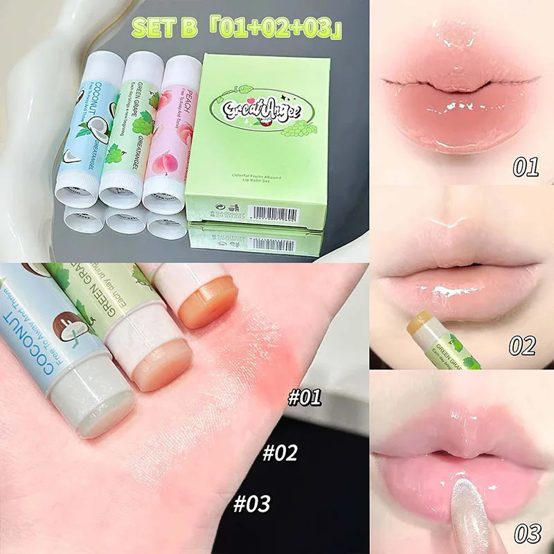 1/3Pc Fruit Lip Balm Moisturizing Clear Lip-Primer Mask Cute Jelly Tinted Lip Stick Lighten Lines Plump Lip Care Makeup
