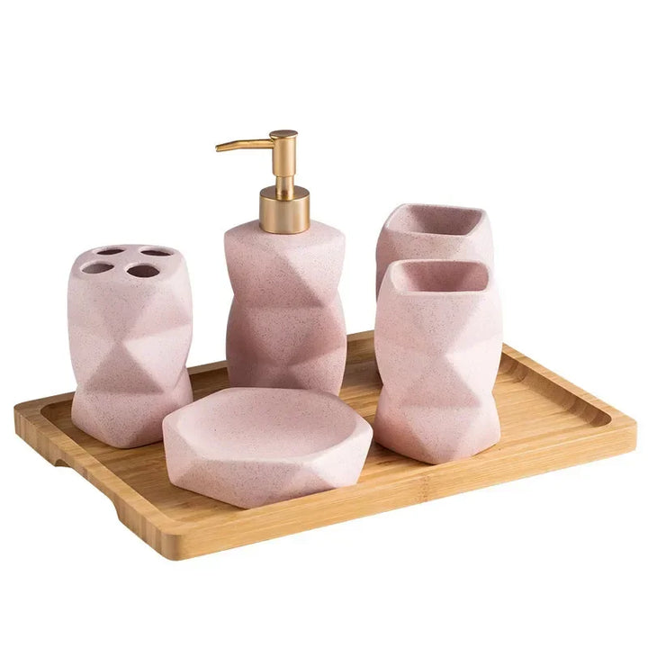 Ceramic Bathroom 4-piece Set Bathroom Supplies Ornaments for Gift Giving Mouthwash Cup Toothbrush Cup Set Toilet Accessories