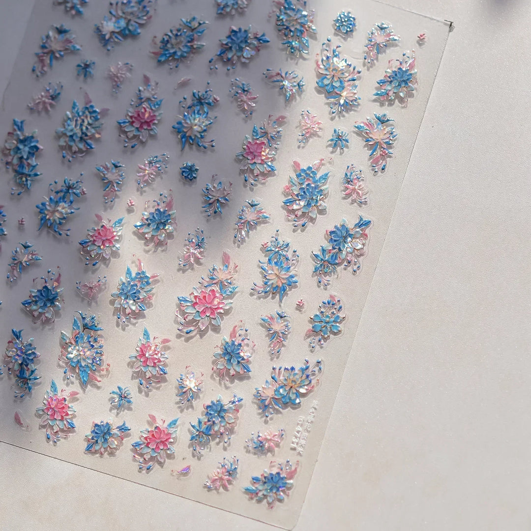 Lace Garden Bowknot Bow Tie Rose Flower Petal Pearl Irregular Border Self Adhesive 5D Nail Art Decoration Sticker Manicure Decal