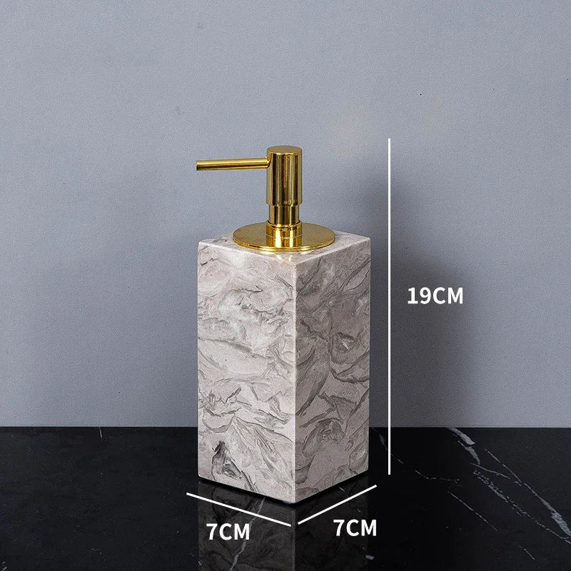 Bathroom Accessories Sets Elegant Natural Marble Liquid Soap Dispenser Toothbrush Holder Cup Soap Dish Cotton Swab Can