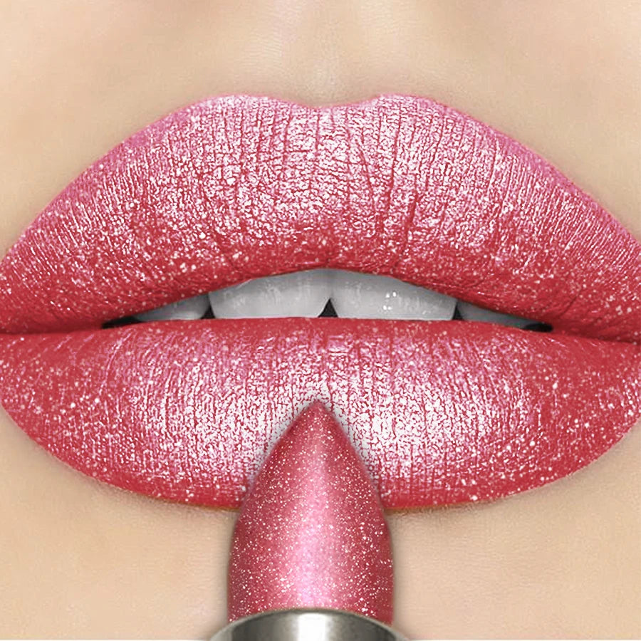 Metallic Glitter Lipstick 3 Color Waterproof Lip Balm Red Long Last Lip Tint Matte Lip Makeup Gifts  Shiny Lip Gloss Cosmetic