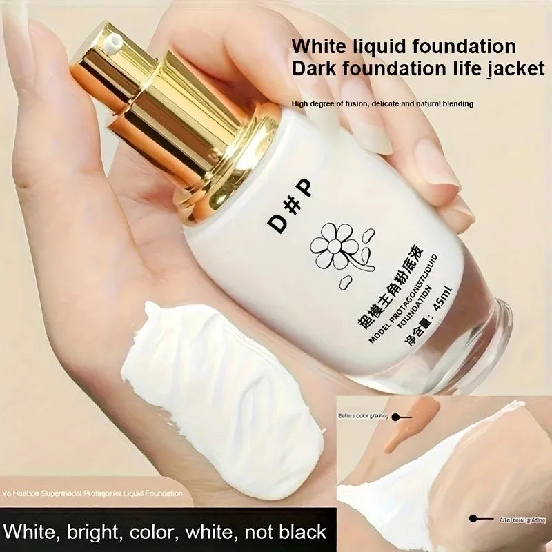 45ML Pure White Liquid Foundation - Long-Lasting Concealer Mixable Adjuster for Lighten & Brighten Cos Stage Makeup