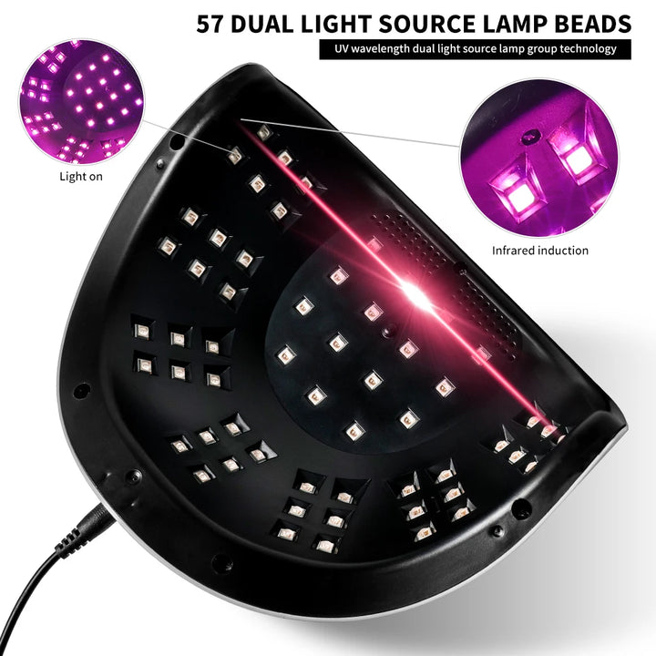 Professional Nail Dryer 57 LED Nail Art Lamp Diamond Drying Lamp with LCD Screen Can Quickly Cure All Nail Polish Gel Equipment