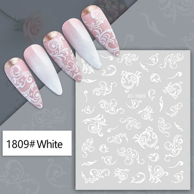Nail Art Stickers Woman Girl Sexy Sticker Body Press on Nail Slider Black White Decal Decoration Nail Design Accessories Wraps