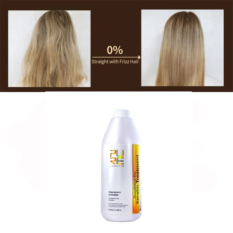 PURC Brazilian Keratin Hair Treatment Straightening Smoothing For Deep Curly Hair Treatment Professional Hair Care Products PURE