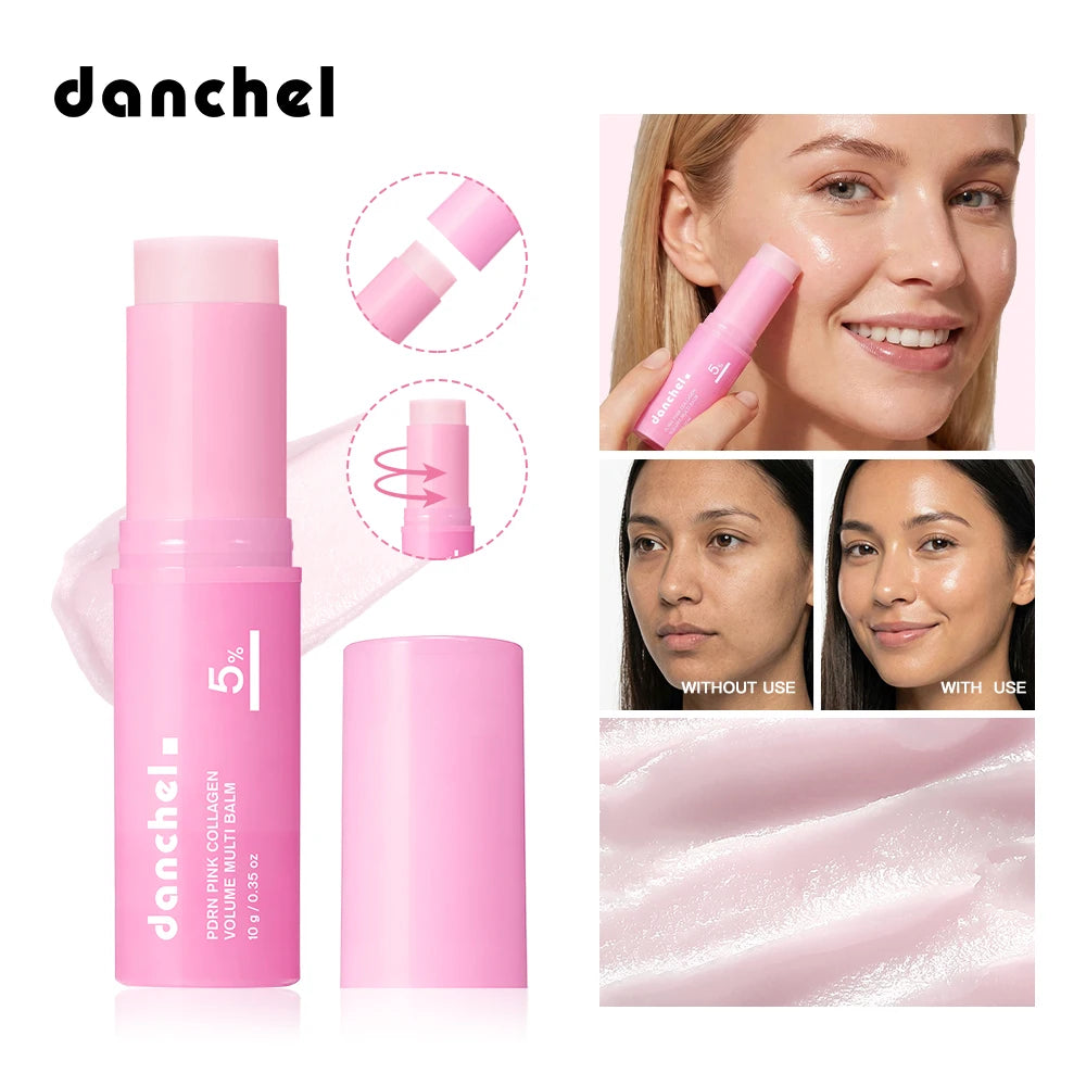 PDRN Pink Collagen Volumer Multi Balm Deep Hydration Plump Smooth Radiant Multi Collagen Stick for Cheeks Eyes Lips Neck Skincare