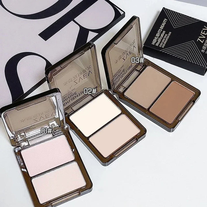 3D Bronzer Highlighter for Face Powder Texture Two-toned Contour Iluminador Natural Brighten Matte Nose Shadow Makeup Cosmetics
