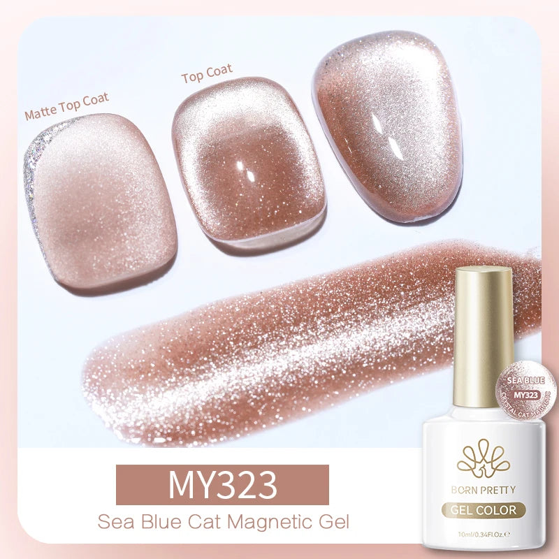 BORN PRETTY 10ml Black Glass Cat Magnetic Gel Nail Polish Punk Style Nail Art Manicure Varnis Semi Permanent Gel for Winter Nail