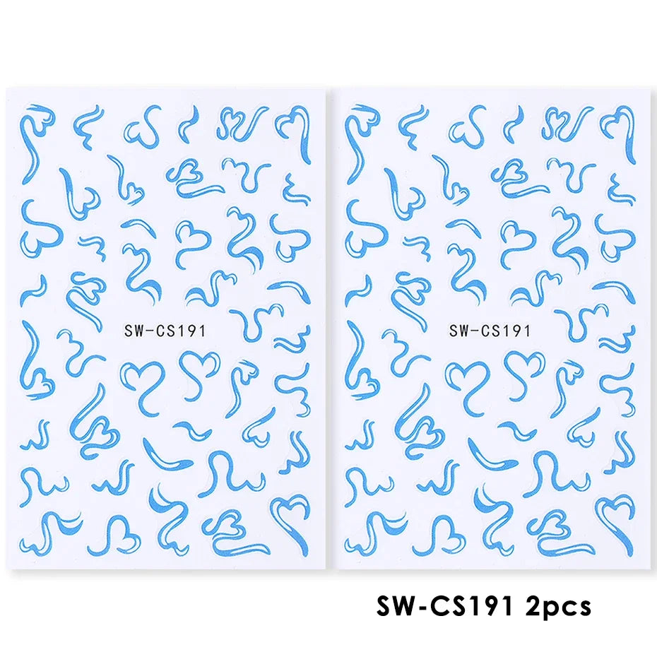 2pcs Sweet Element Nail Art Stickers Simple Flower Heart Cherry Strawberry Kawaii Decals Colorful Bow Butterfly Manicure Sliders