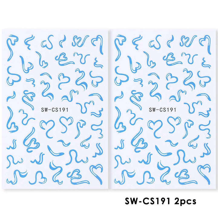 2pcs Sweet Element Nail Art Stickers Simple Flower Heart Cherry Strawberry Kawaii Decals Colorful Bow Butterfly Manicure Sliders