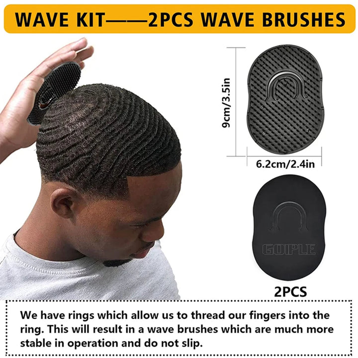 Shea Butter Wave Control Pomade Kit 360 Style Strong Hold Long Lasting Curly Hair Cream With Brush Silk Rag Cap Tool Accessony