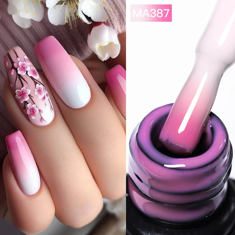 MEET ACROSS 7ml Jelly Nude Shimmer Rubber Base Gel Glitter Pink Purple UV/LED Nail Art Vernis Gel Polish for Manicure Nails DIY