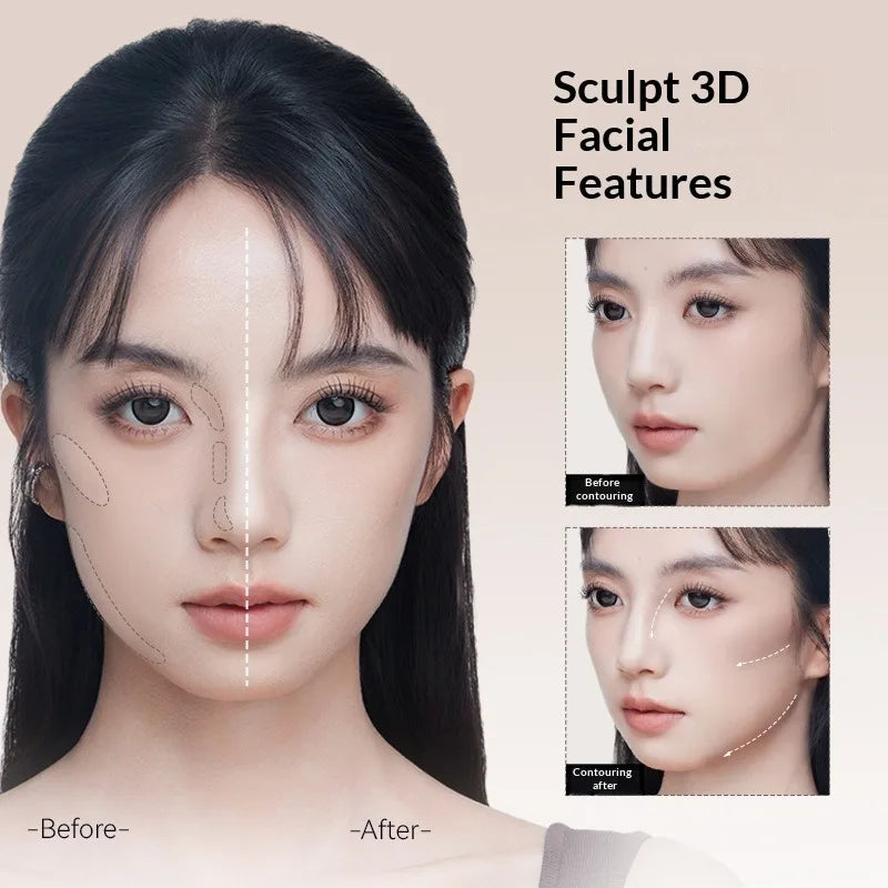 DEZONE Waterproof Contour Stick Highly Pigmented Sculpting Shading Powder Easy Blend Long Lasting V-Shape Face Makeup Tool