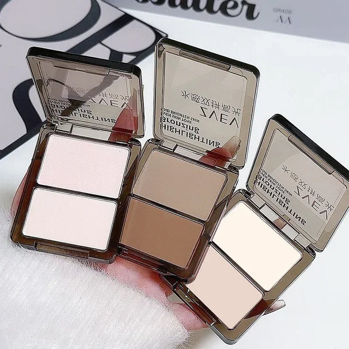 3D Bronzer Highlighter for Face Powder Texture Two-toned Contour Iluminador Natural Brighten Matte Nose Shadow Makeup Cosmetics