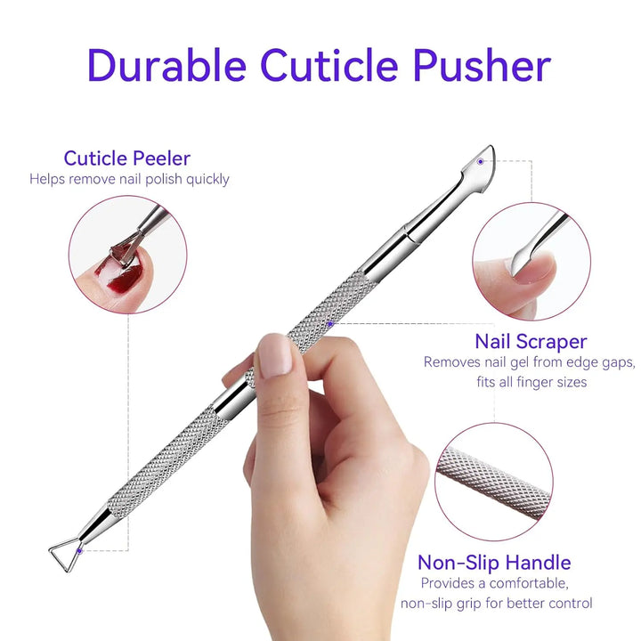Makartt Gel Nail Polish Remover Clips Kit,With Double Ended Metal Cuticle Pusher,20 pcs Plastic Resuable Finger and Toe