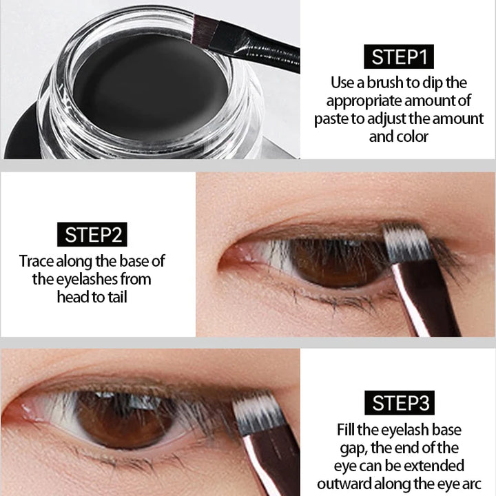 Black Brown Eyeliner Cream Waterproof Beauty Cosmetics Long Lasting Eyeliner Gel Eyeshadow Makeup Tools with Brush Set Eye Liner