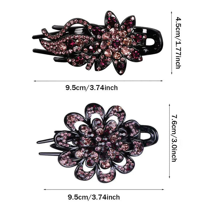 Shiny Rhinestone Hairpin Flower Leaf Duckbill Hair Claws Retro Hair Clips Accessories For Women Shinning Ponytail Headwear