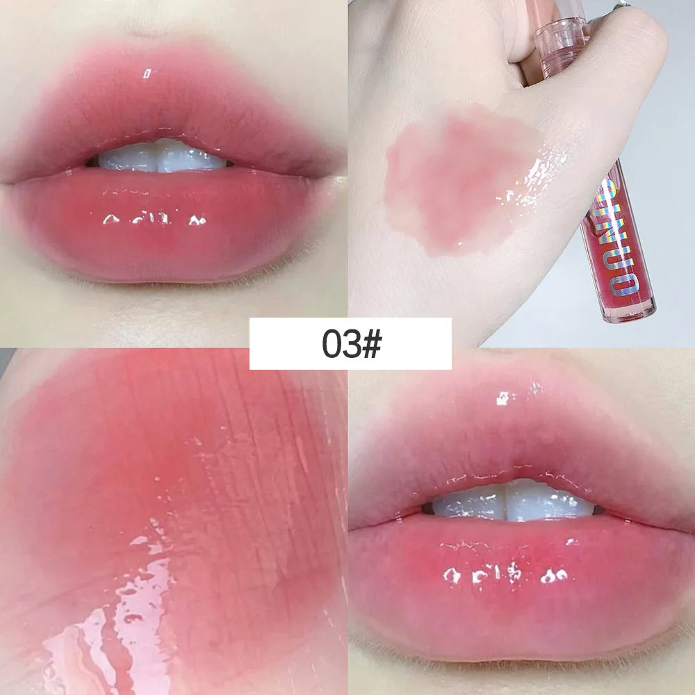 4 PCS Water-gloss Mirror Jelly Lip Gloss Moisturizes Lips Shimmers With Fine Pearls Brightens Lip Color