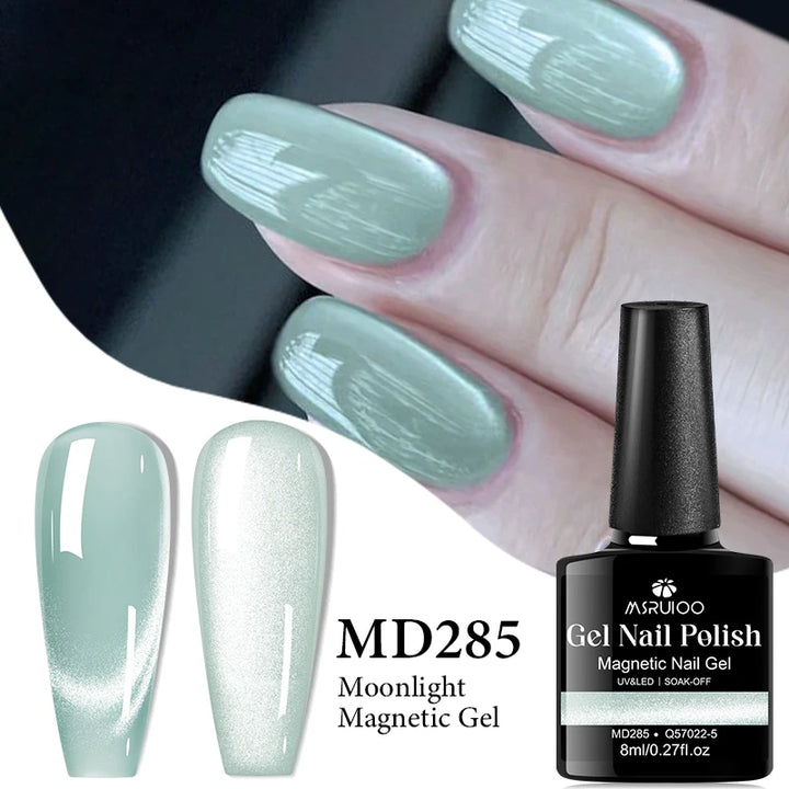 MSRUIOO 8ml Moonlight Cat Magnetic Nail Gel Polish Glitter Pink Silver Semi Permanent French Style Nail Art UV/LED Gel Varnish