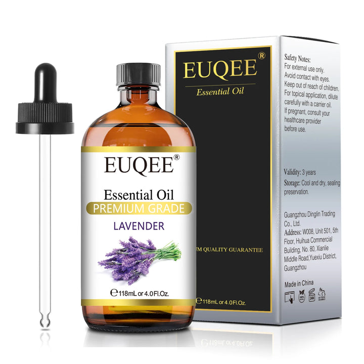 EUQEE 118ML Lavender Jasmine Eucalyptus Vanilla Peppermint Essential Oils with Glass Dropper For Humidifier Candle Making