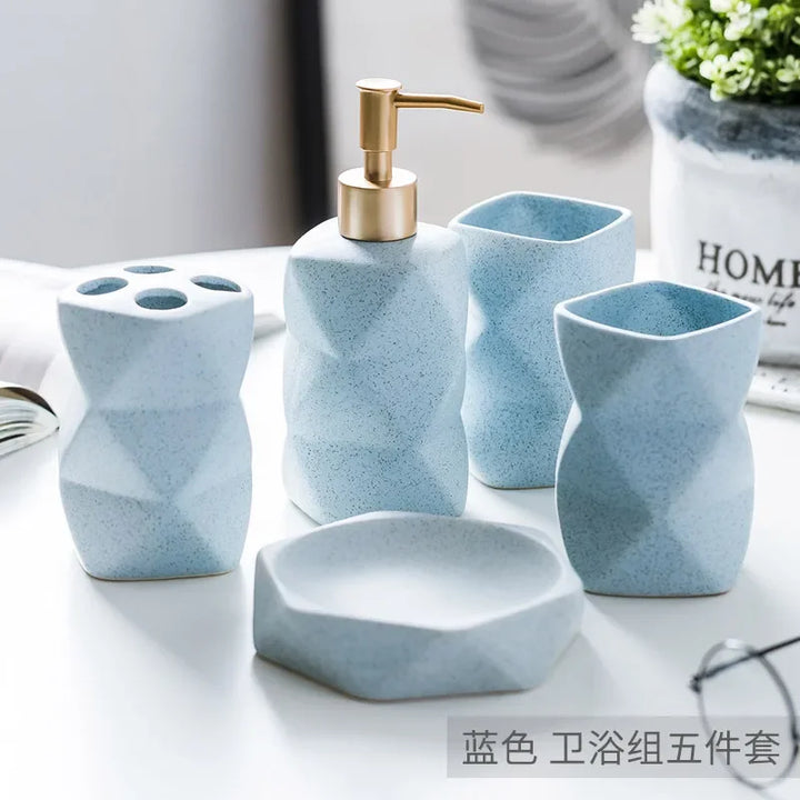 Ceramic Bathroom 4-piece Set Bathroom Supplies Ornaments for Gift Giving Mouthwash Cup Toothbrush Cup Set Toilet Accessories