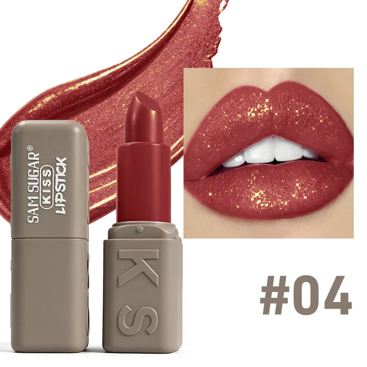 12 Colors Velvet Pearl Shimmer Lipstick, Metallic Sparkle Glitter Lip Makeup, Long Lasting Moisturizing Matte Lipstick