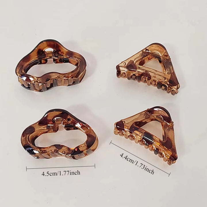 4PC Set European & American Style Leopard Print Small HairClaw Clips for Women Girls Retro Hair Accessories Headwear