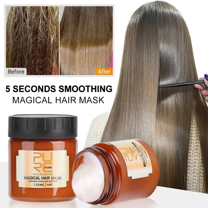 PURC 5s Magical Hair Mask Keratin Treatment Quick Smoothing Perm,Frizz Dry Damage Repairing Cream Restore Soft Masks Hair Care