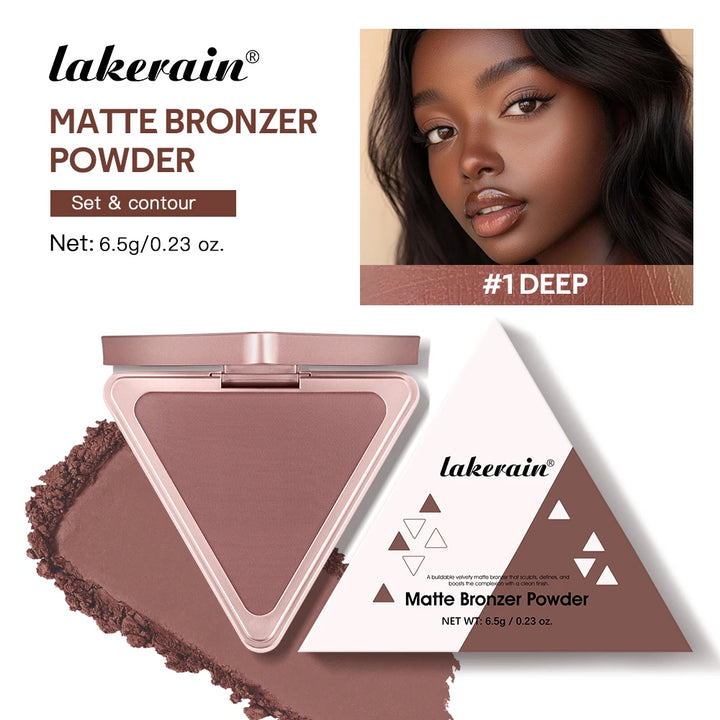 Lakerain Matte Bronzer Powder Long Lasting Makeup Effect Waterproof Sweatproof Setting Powder Oil Control Bronzer Face Makeup