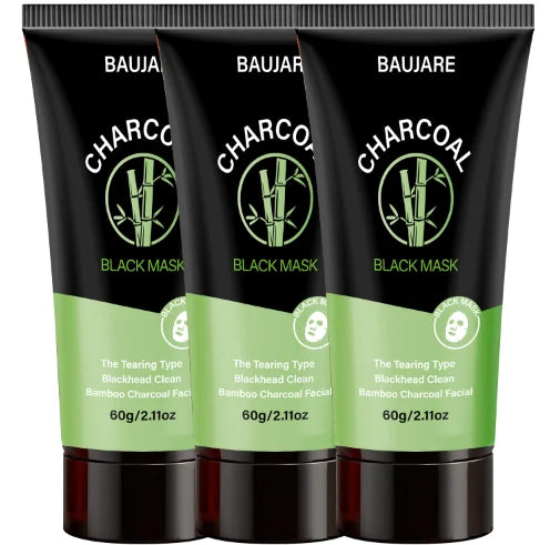 Charcoal Black Mask (Tearing Type): Bamboo Charcoal, Cleans Blackheads/Pores, Leaves Skin Smooth & Delicate