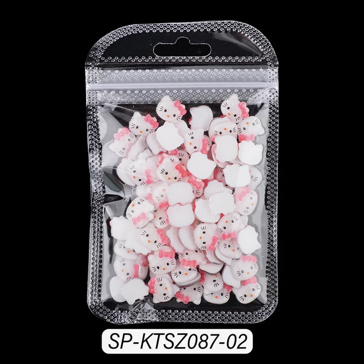 3D Cute Sanrio Family Series Nail Art Jewelry Decor Cartoon Hello Kitty Kuromi Nail Charms Rhinestone Gems Ornament Accessories